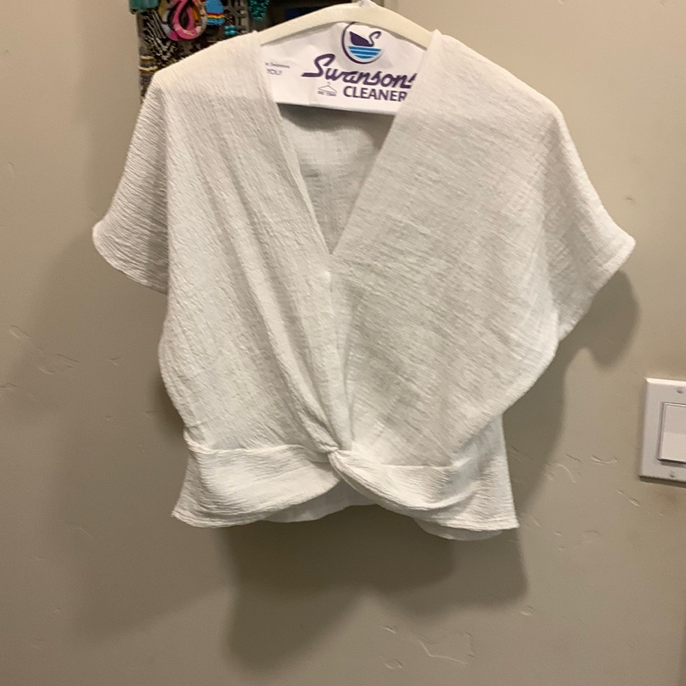 White gauzy Zara top